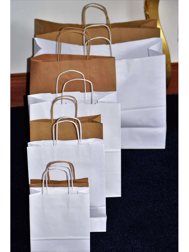 White 100gsm Gusset Twisted Paper Handle Retail Bag